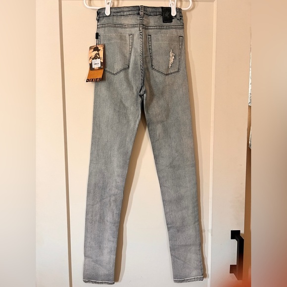 One Teaspoon Light Blue distressed Skinny Jeans waist "13" "14" Stretched - Picture 2 of 6